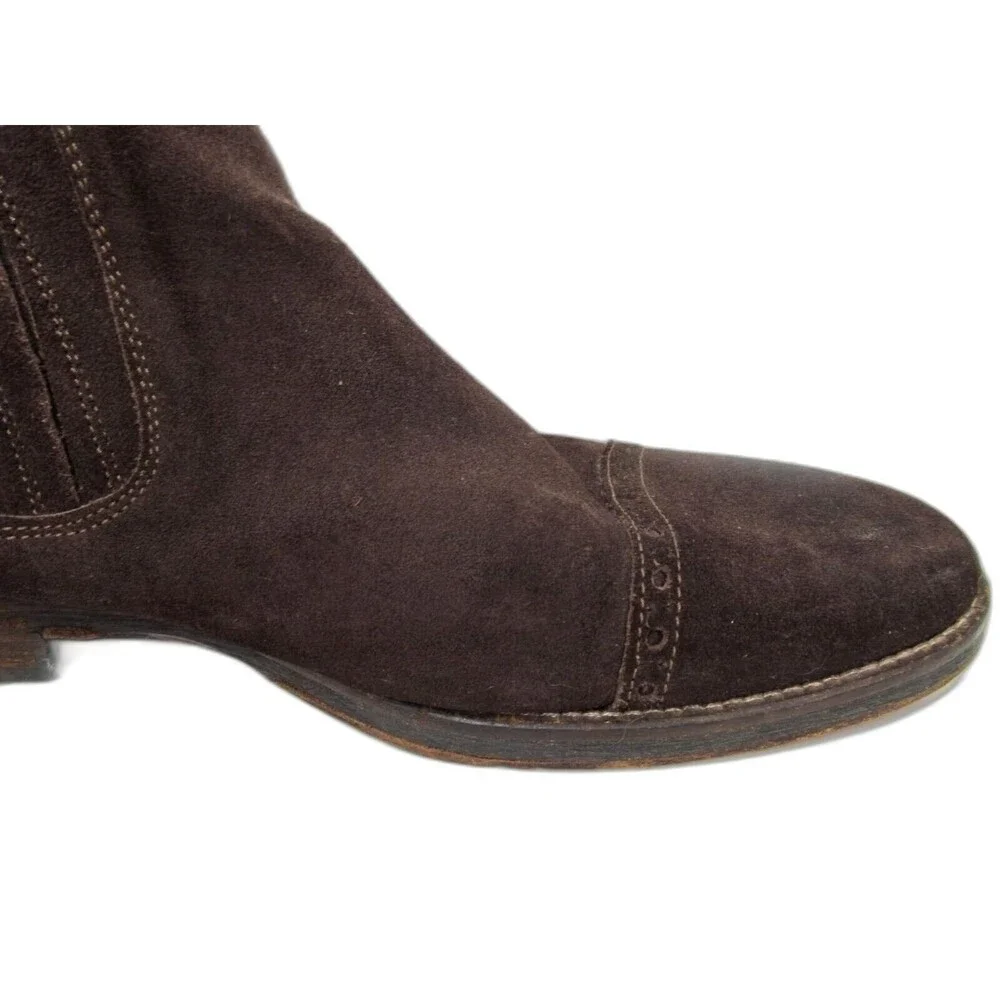 Johnston & Murphy  Suede Captoe Chelsea Ankle Boots US 11.5 M 1850 Mend Brown